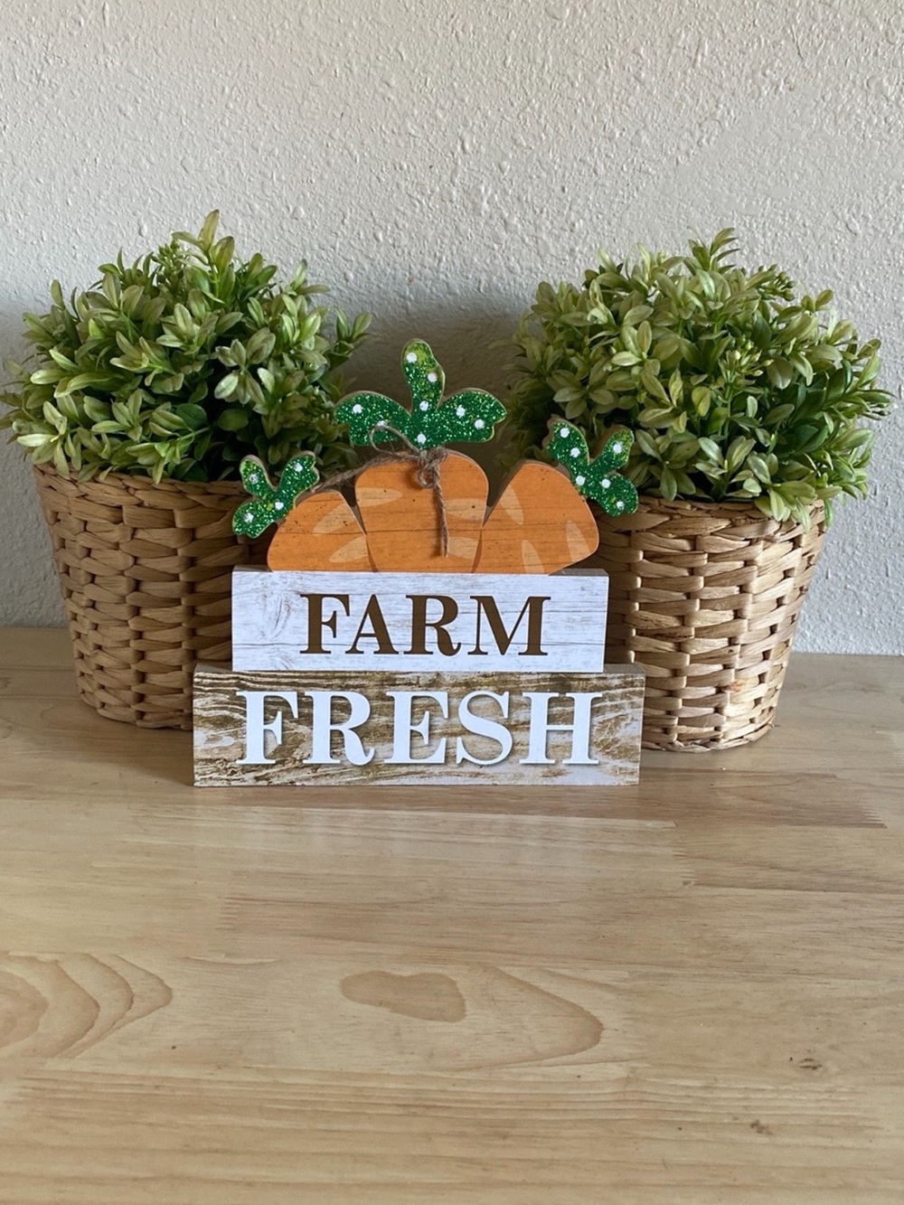 Hobby Lobby Farm Fresh Wooden Sign with Orange Carrots and Green Leaves